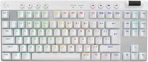 Logitech G PRO X TKL LIGHTSPEED Wireless Gaming Keyboard, Ultra-Portable Tenkeyless Design, LIGHTSYNC RGB, PBT keycaps, Tactile Switches (GX Brown), US INTL Layout - White