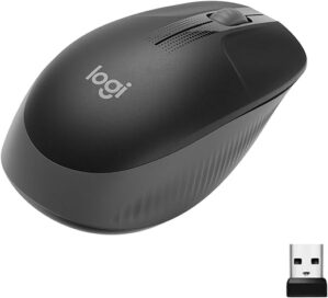 Logitech Wireless Mouse M190, Full Size Ambidextrous Curve Design,18-Month Battery with Power Saving Mode,USB Receiver,Precise Cursor Control and Scrolling,Wide Scroll Wheel,Scooped Buttons -Charcoal