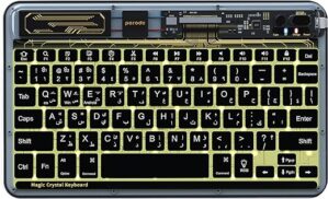 Porodo Crystal Shell Ultra-Slim Arabic Keyboard Compatible With iOS/Windows/Android, 500mAh Battery, bluetooth 5.0, Multi-Device Connection, 7 Colors LED, 5hrs Battery Life With Lights - BLACK