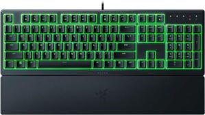 Razer Ornata V3 X Gaming Keyboard - US Layout, Low-Profile Keys, Silent Membrane Switches, UV-Coated Keycaps, Spill Resistant, Chroma RGB Lighting, Ergonomic Wrist Rest - Classic Black