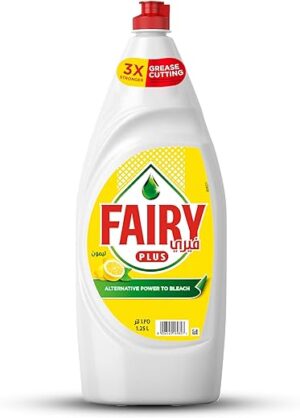 Fairy Plus Lemon Dishwashing Liquid Soap, With Alternative Power To Bleach, 1.25L