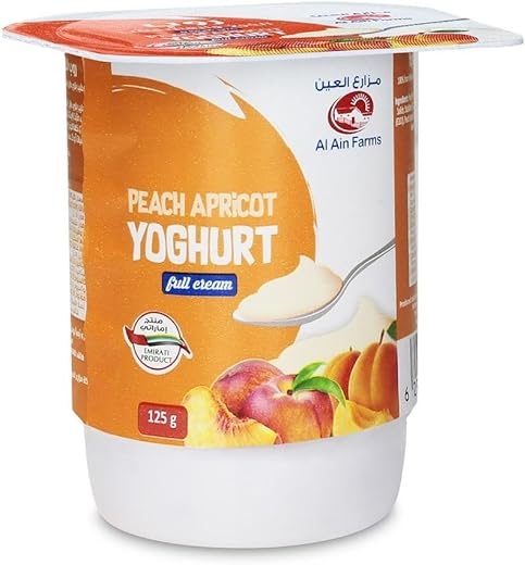 Al Ain Fresh Stirred Peach Apricot Yoghurt UAE, 125 gm