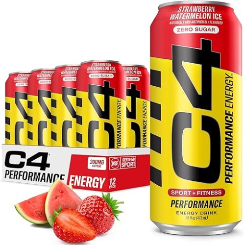 C4 Original Pre-Workout Energy Ready to Drink – Strawberry Watermelon Ice – Pack of 12