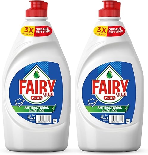 Fairy Plus Antibacterial Dishwashing Liquid Soap With Alternative Power To Bleach Value Pack 2 x 600 ml