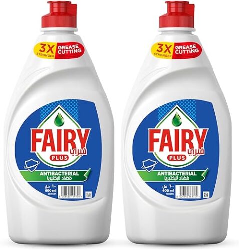 Fairy Plus Antibacterial Dishwashing Liquid Soap With Alternative Power To Bleach Value Pack 2 x 600 ml