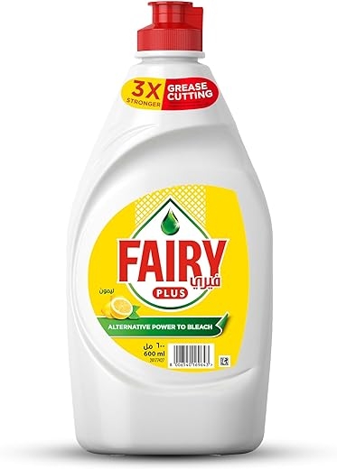 Fairy Plus Lemon Dishwashing Liquid Soap With Alternative Power To Bleach 600 ml