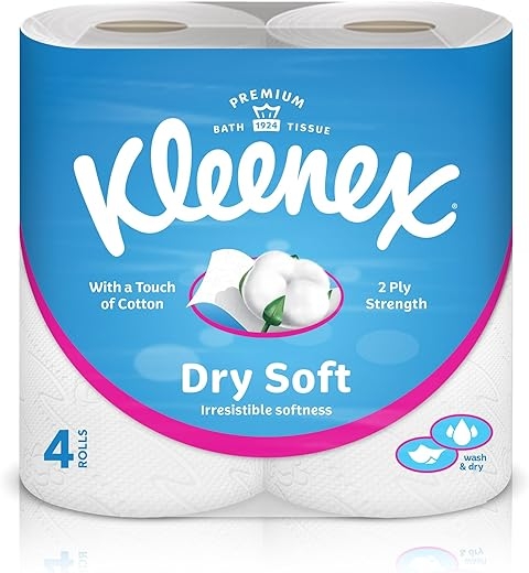 Kleenex Dry Soft Embossed Toilet Tissue 2ply 4 Rolls