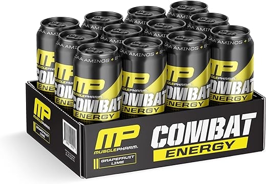 Muscle Pharm Combat Energy Drink (16oz)- Grapefruit Lime, 12 Cans