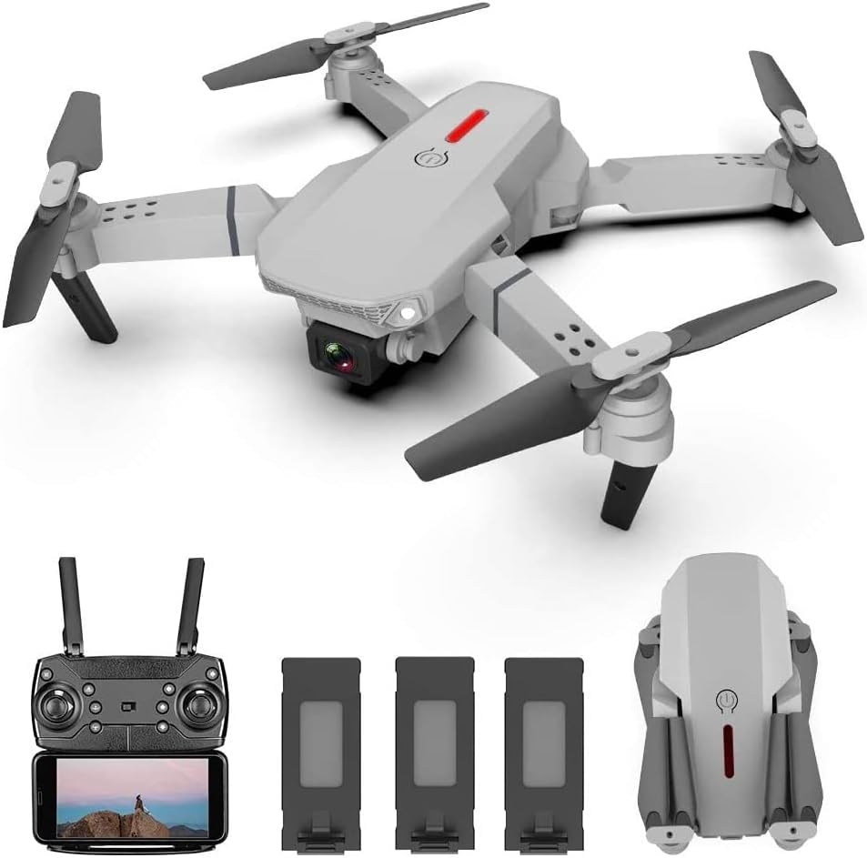 LS-E525 RC Drone with Camera 4K Camera WiFi FPV Drone Headless Mode Altitude Hold Gesture Photo Video Track Flight 3D Filp RC Qudcopter with 3 Batteries Black 21.5*7*18cm