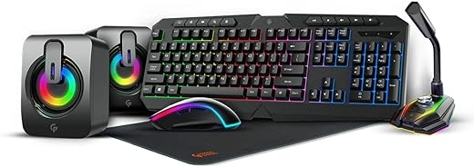 Porodo 5 in 1 Ultimate Gaming Kit with Rainbow Effect, PDX215-BK