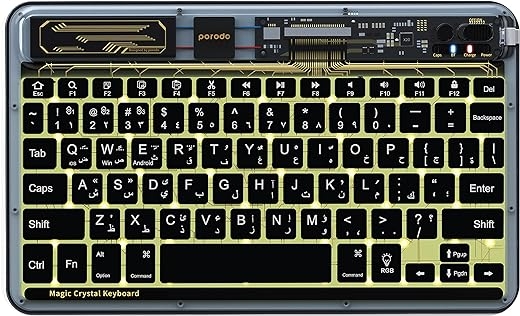 Porodo Crystal Shell Ultra-Slim Keyboard – Black TRPBTKB Bk