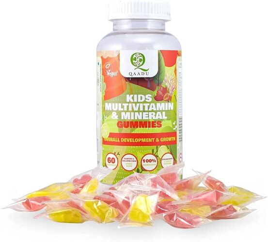 Qaadu Kids Multivitamin & Minerals Gummies Strawberry & Lemon Flavor For Kid’s Growth 60 pcs